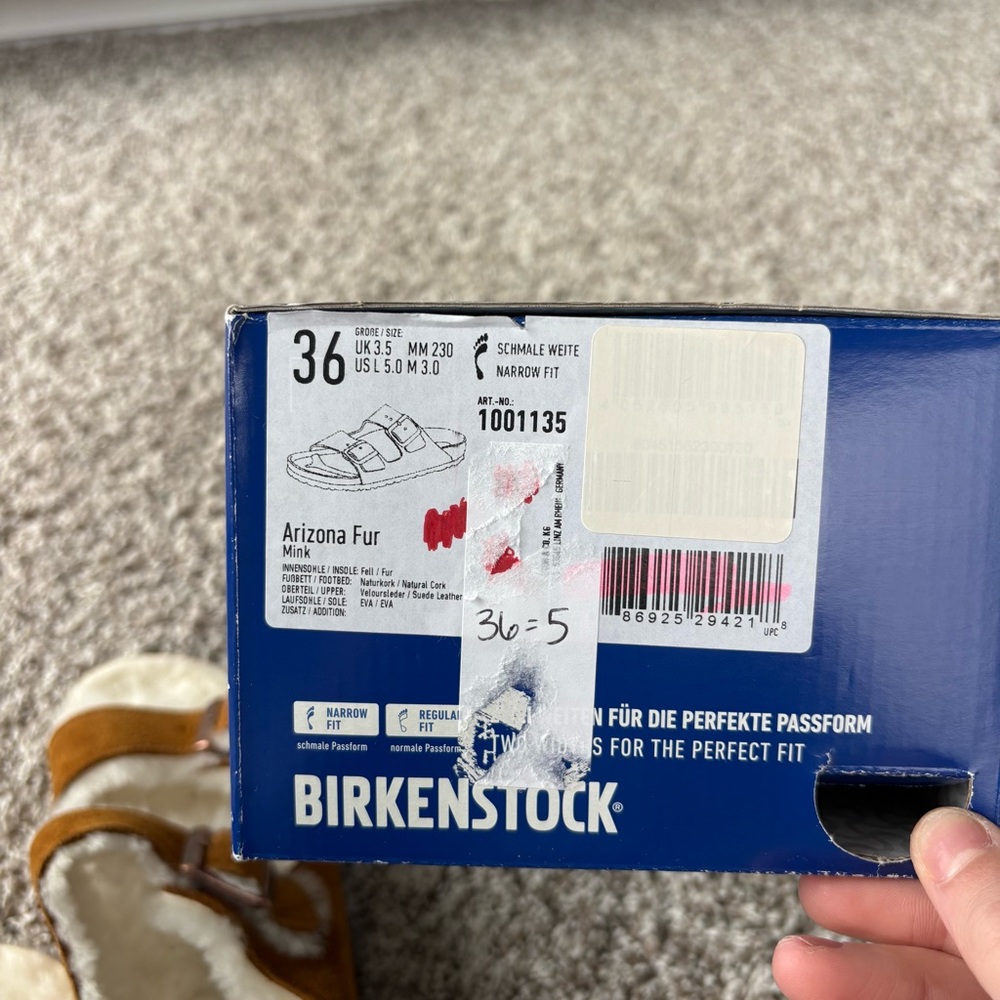 NIB Birkenstock Women's Arizona Shearling Two-Strap Slide Sandal Size 5 (36) - Picture 10 of 10